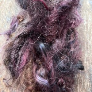 Plum Pudding, plummy coppery handspun mohair yarn, 20 yards