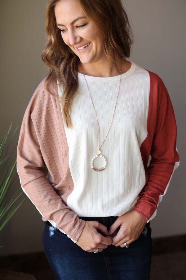 Multi Colorblock Stripe Long Sleeve Top • Lg