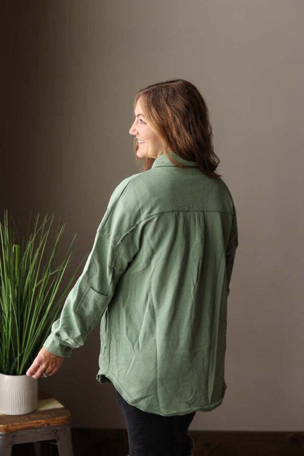 Sage Button Front Shirt Jacket • S-2XL PLUS
