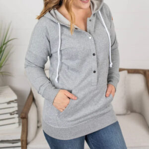 Button Snap Hoodie-CURVY