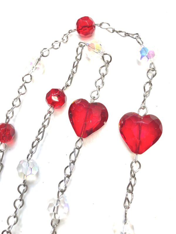 Handmade Red Heart & Crystal Necklace For Valentine’s Day
