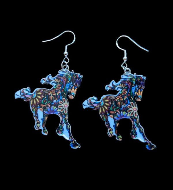 Mosaic Running Horse Earrings
