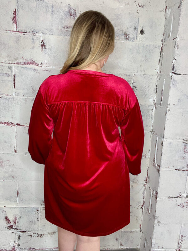 Velvet Shift Dress – Valentine Red