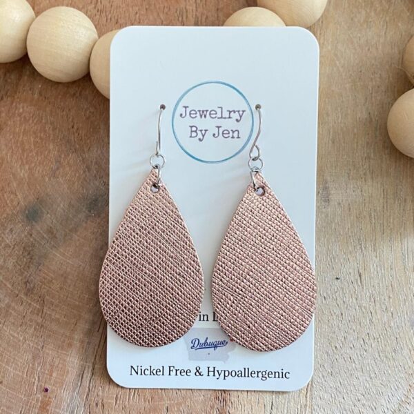 Rose Gold Saffiano Medium Teardrop
