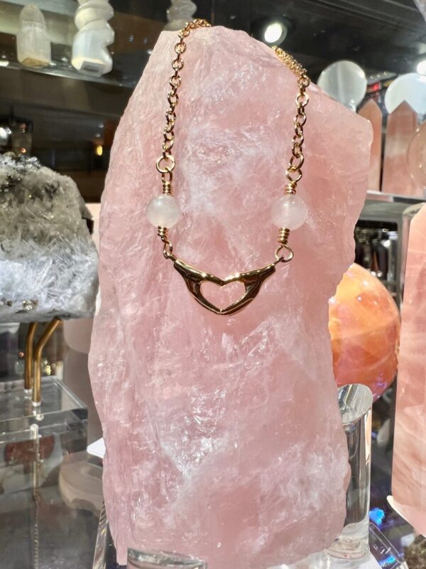 Love Necklace with Rose Quartz Beads