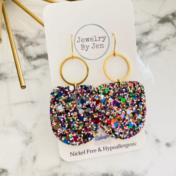 Boho Dangle: Jewel Tone Glitter w/Gold Accent