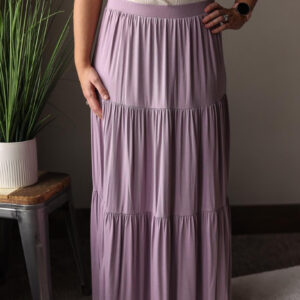 Light Plum Boho Tiered Maxi Skirt