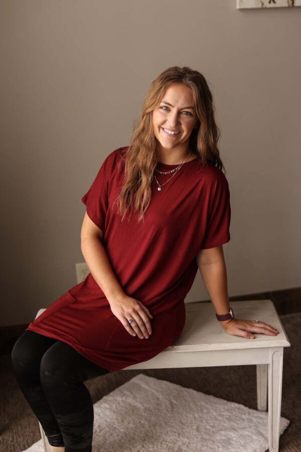 Red Relaxed Pocket Style Short Sleeve Top • S-2XL PLUS