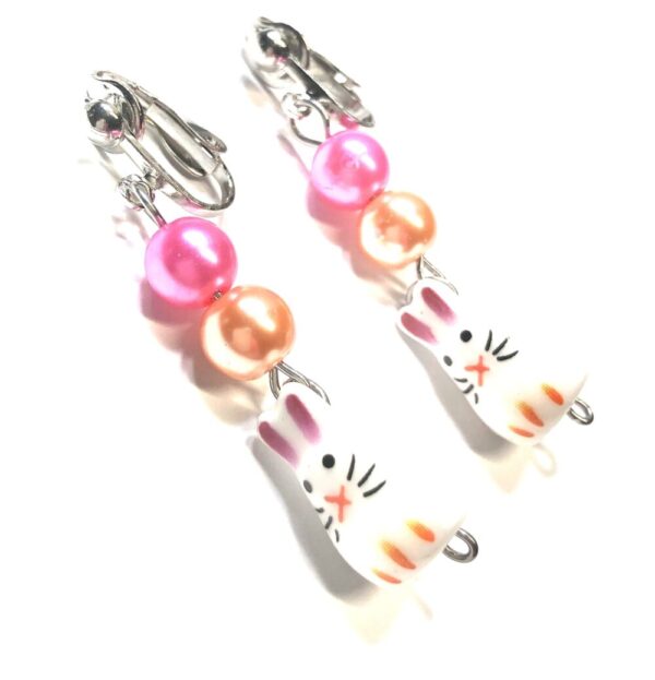 Handmade Bunny Clip-On Earrings For Easter