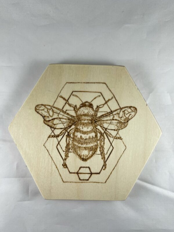 Mystic Honeybee Hexagon Wood Trivet