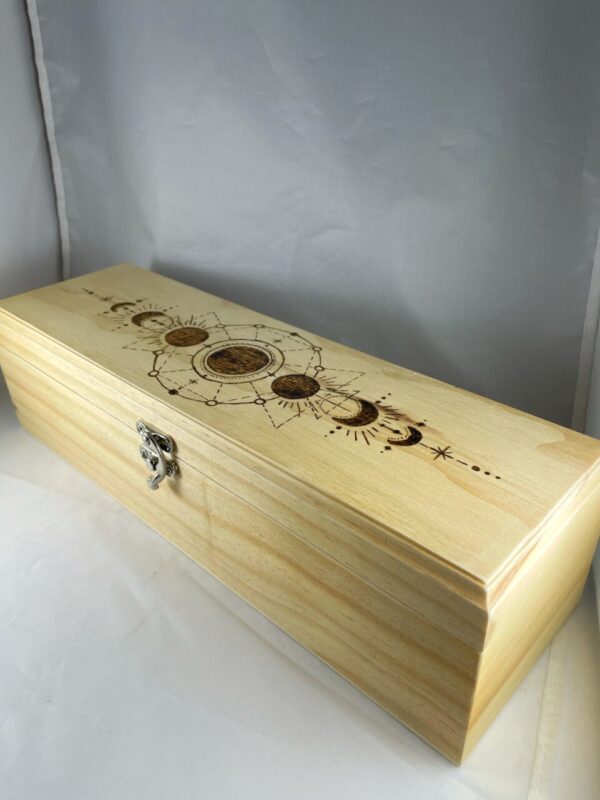 Mystic Moon Phase Wood Wine Box