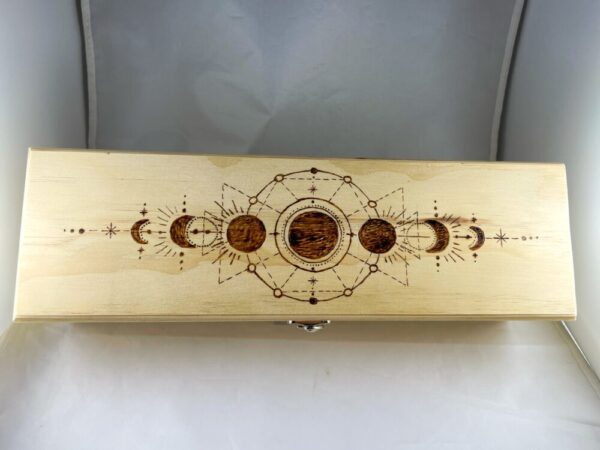 Mystic Moon Phase Wood Wine Box