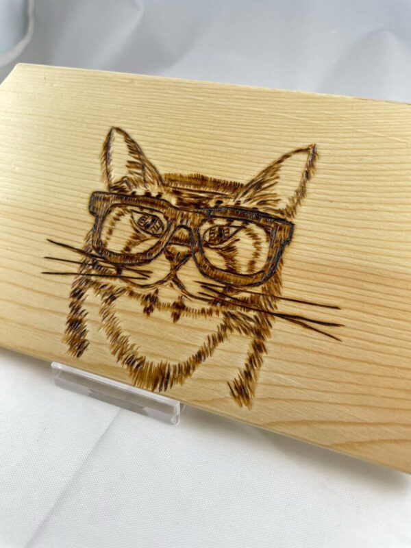 Hipster Cat Wood Burn Cutting Board