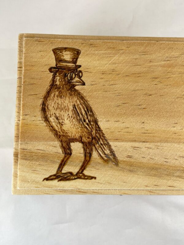 Top Hat Crow Wood Burn Trinket Box