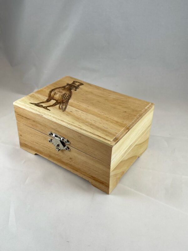 Top Hat Crow Wood Burn Trinket Box