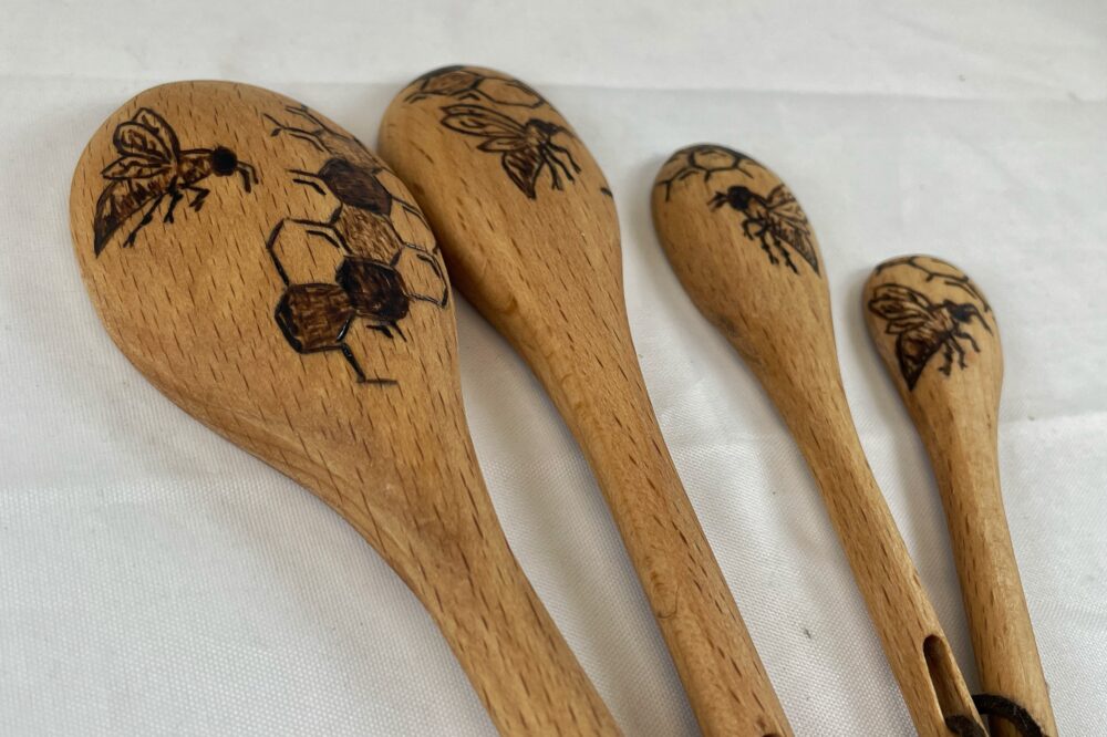 Hand Carved Wood Measuring Spoon Set