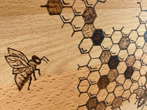 Honeybee Honeycomb Wood Burned Cutting Board