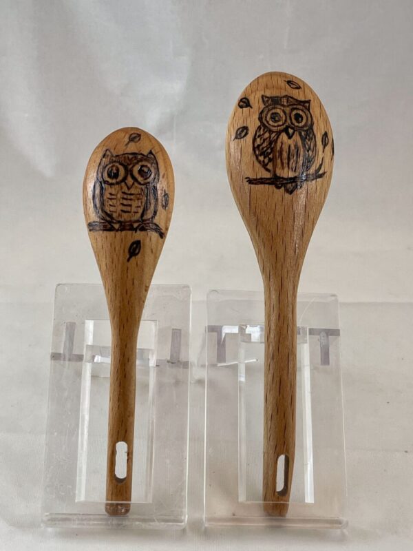 Mandala Owls Wood Burned Measuring Spoon Set