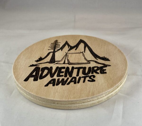 Mountains, Camping, Outdoors Wood Trivet Coaster
