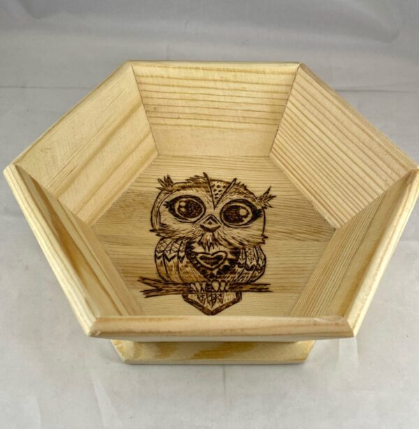 Owl Mandala Hexagon Tray w/ Base