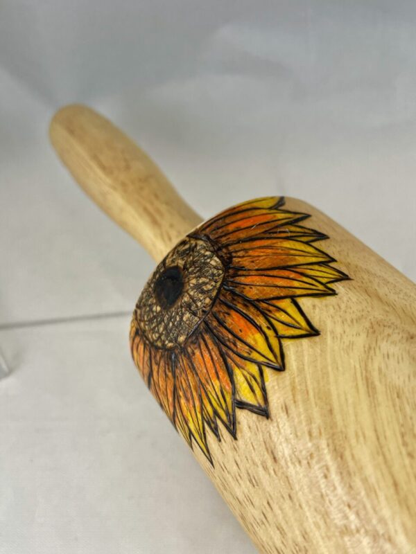 Sunflowers Wood Burned Rolling Pin