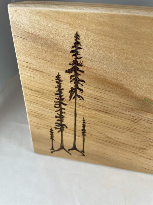 Pine Trees Wood Burned Clock