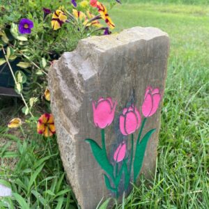 Pink Tulip Flower Garden Rock