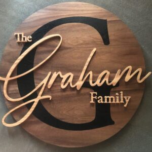 Personalized Wood Family Name Sign – Black Walnut
