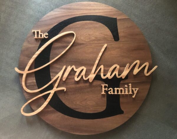 Personalized Wood Family Name Sign – Black Walnut
