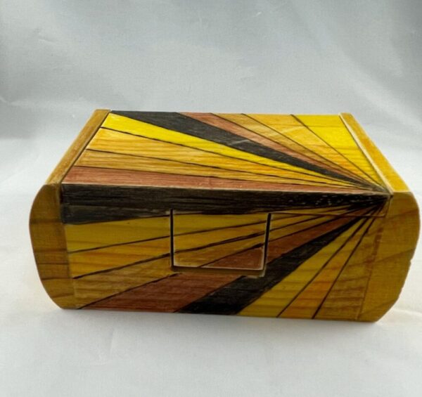 70’s Retro Pattern Wood Burn Trinket Box