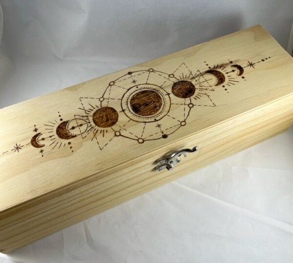 Mystic Moon Phase Wood Wine Box