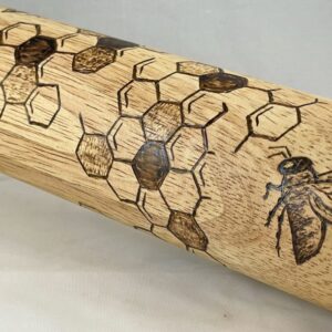 Honeybee Honeycomb Hexagon Wood Burned Rolling Pin