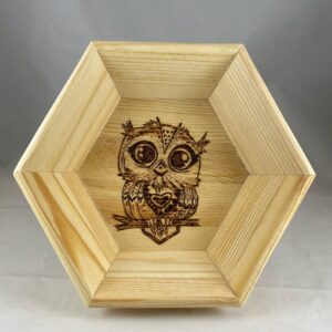 Owl Mandala Hexagon Tray w/ Base
