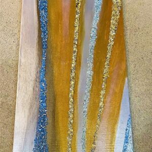 Hand Painted Canvas with Broken Glass & Gold Leaf