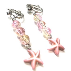 Handmade Pink & Yellow Clip-On Earrings