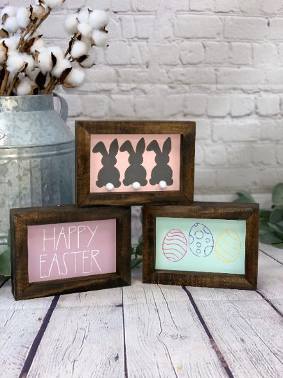 Easter/Spring Reversible Framed Set of 3 | Rae Dunn Inspired Signs | Farmhouse Set | Easter Decor | Spring Decor | Easter Sign Set