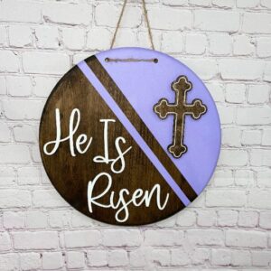 He Is Risen Religious Easter Door Round