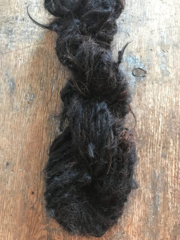 Natural brown/black alpaca handspun yarn, 50 yards