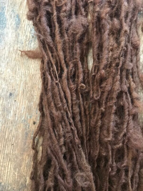 Natural auburn alpaca handspun yarn, 50 yards