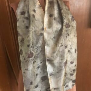 Rust and ecoprint naturally hand dyed silk scarf