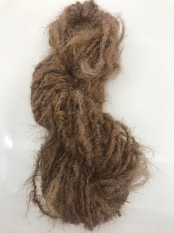 Natural tan alpaca handspun yarn, 50 yards