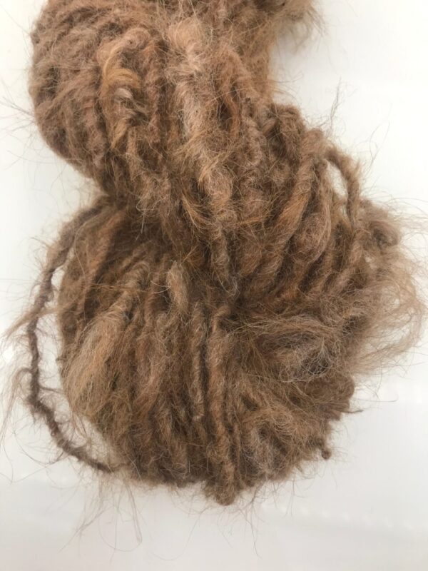 Natural tan alpaca handspun yarn, 50 yards