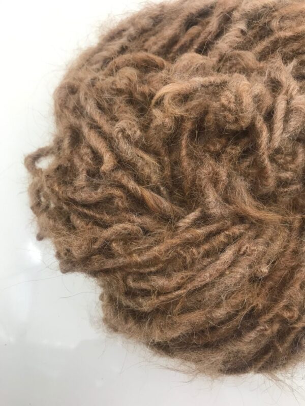 Natural tan alpaca handspun yarn, 50 yards