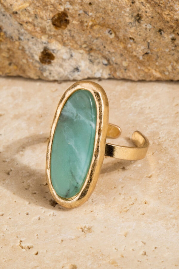 Sea Glass Gold Adjustable Fashion Ring