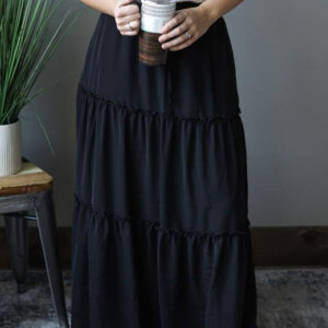 Black Tiered Maxi Skirt, S or XL