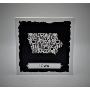 Black Floral Iowa Sign