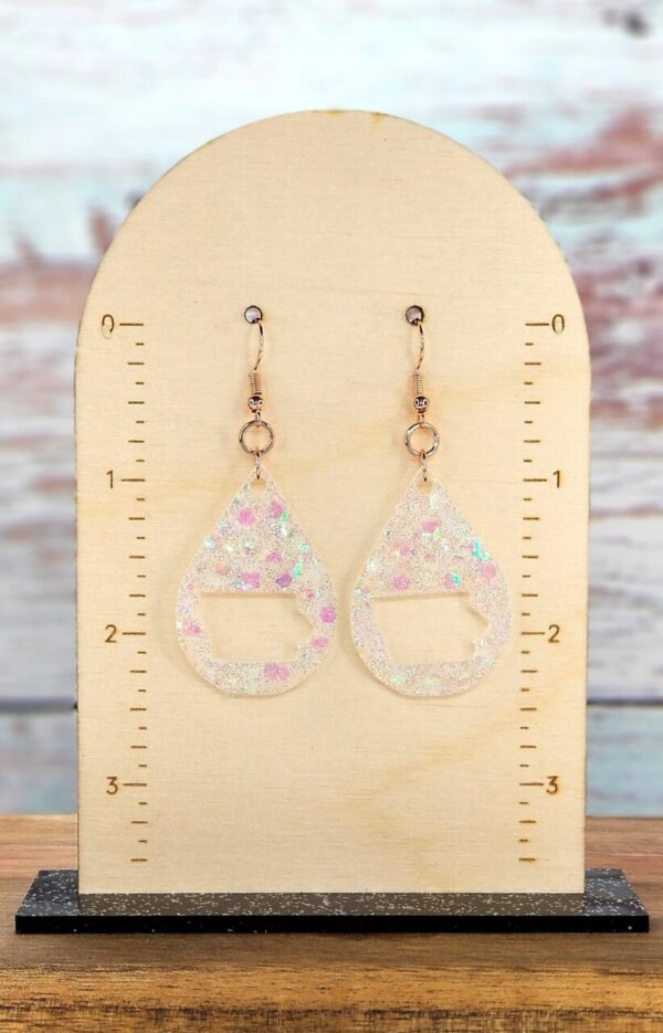 White Glitter Iowa Earrings