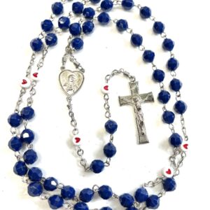 Handmade Blue, Red and White Rosary