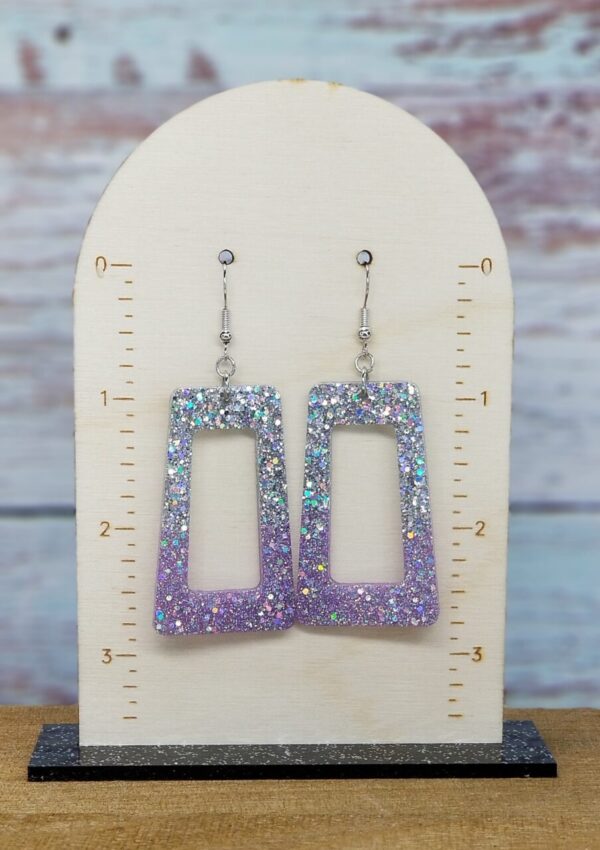 Purple & Silver Glitter Earrings