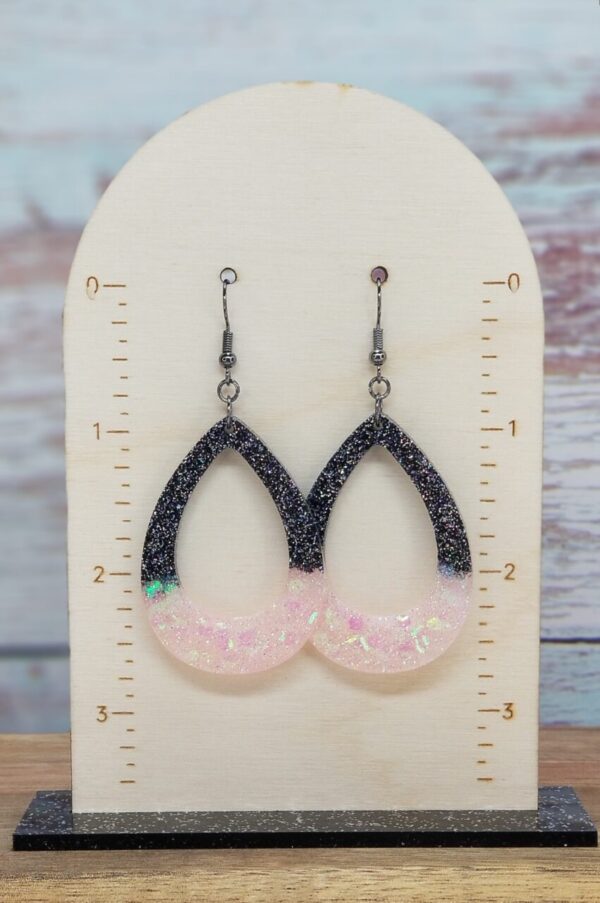 Black & Pink Tear Drop Earrings